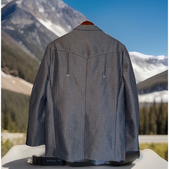 Mesquite Blazer Men 50 Gray‎ Niver Western Wear Rodeo Ranch Rockabilly Cowboy - Picture 2 of 12